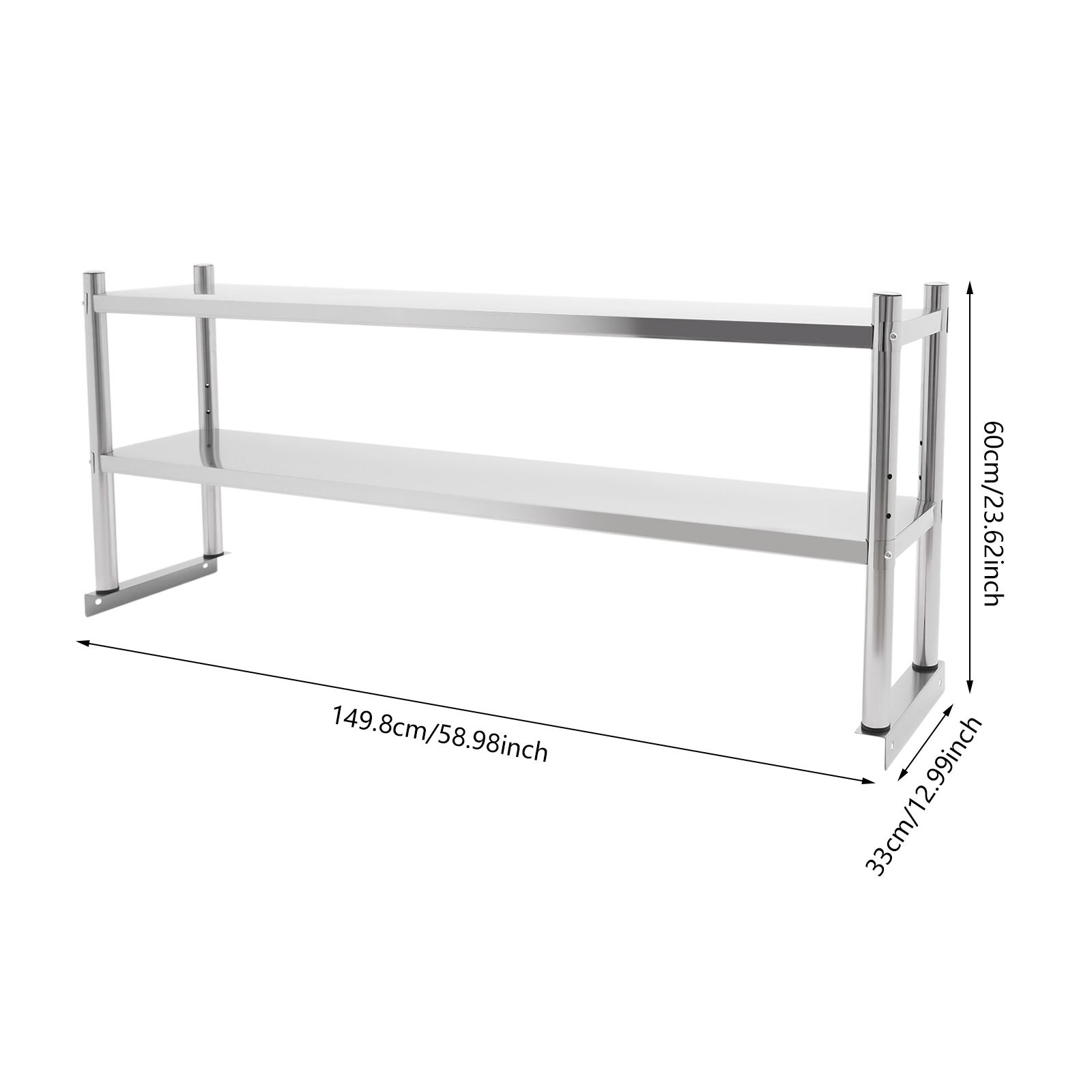 Home Gym Organization - Roestvrijstalen rekken, 2-laags verstelbare plankopslag, zware