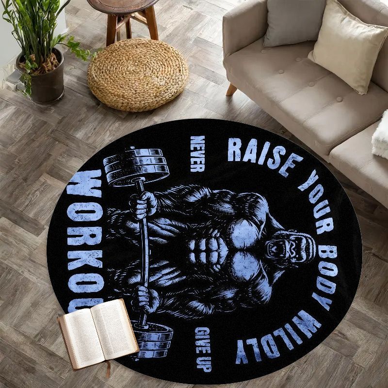 Home Zone Gym - Muscle Man Workout Quote Rond Tapijt