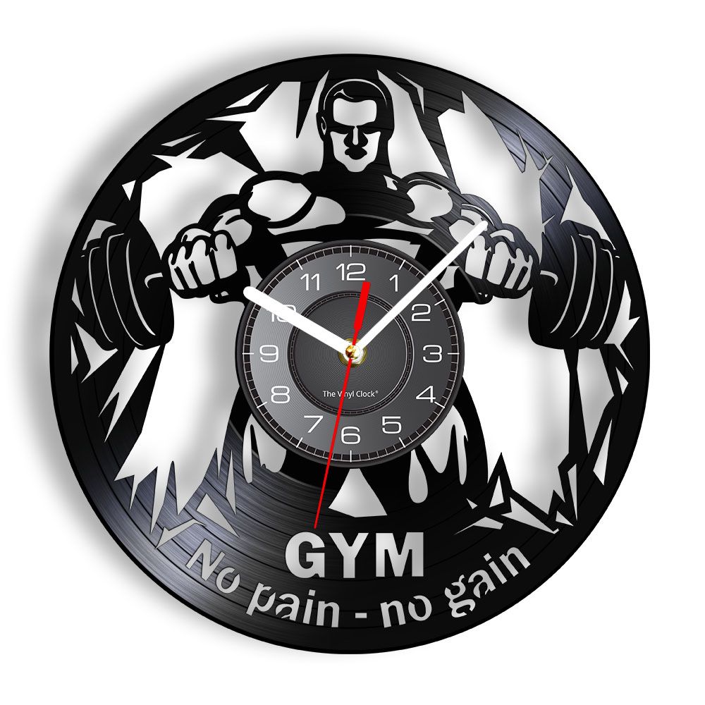 Home Gym Aesthetic - No Pain No Gain Gym Wandklok